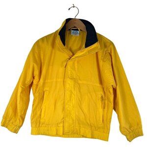 Fahrenheit Boys Size M Yellow Zipper Rain Wind Bomber Jacket Lined Pockets Nylon